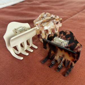 Set of 3 Large Anthropologie Hair clips Claw Clips